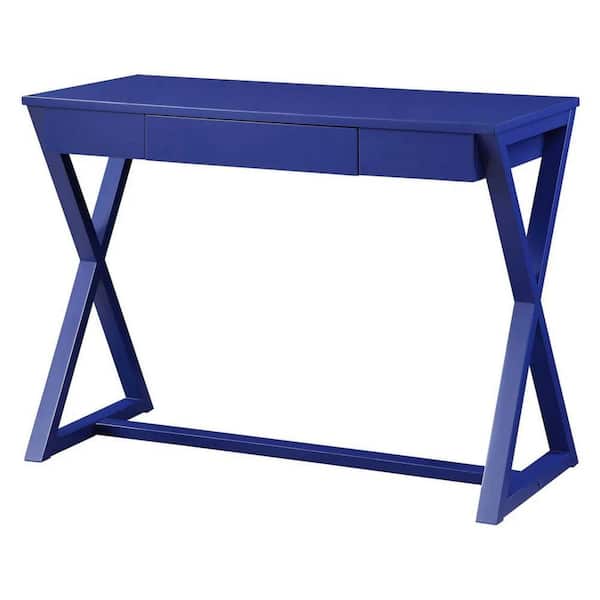 Benjara Mary 42 in. Blue Rectangle Wood Console Sideboard Desk with Center Drawer
