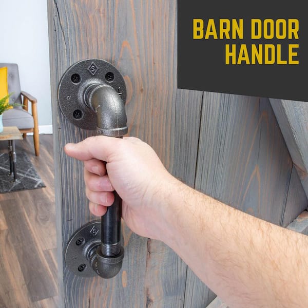 1/2 in. x 10.5 in. L Black Pipe Barn Door Handle Kit