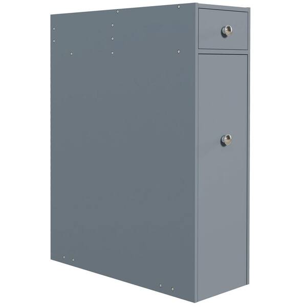 Sarlai 6.8 in. W x 19 in. D x 22.8 in. H Gray Freestanding Toilet Paper Holder Slim Bathroom Linen Cabinet