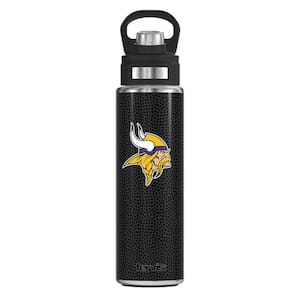 NFL MN VIKINGS LOGO BK 24OZ Wide Mouth Water Bottle Powder Coated Stainless Steel Standard Lid