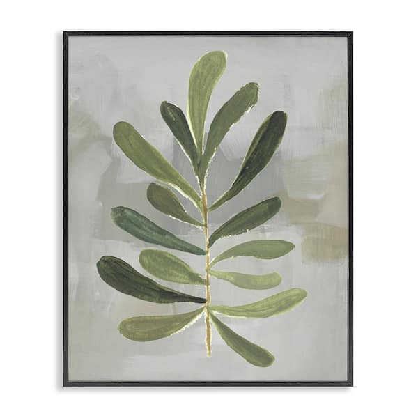 Single Green Leaf Branch by Lanie Loreth Black Framed Nature Giclee Art Print 20 in. x 16 in.