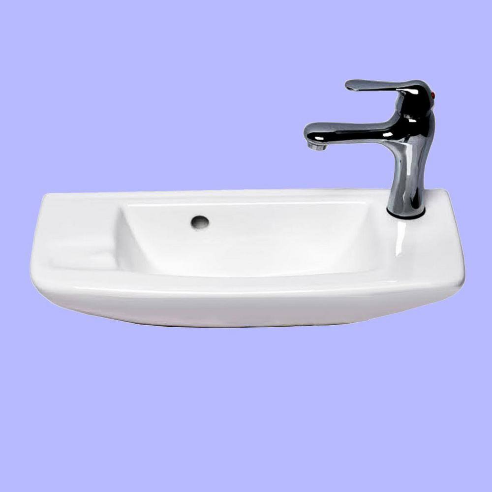 Edgewood White Ceramic Wall-Mount Vessel Sink with Chrome Faucet