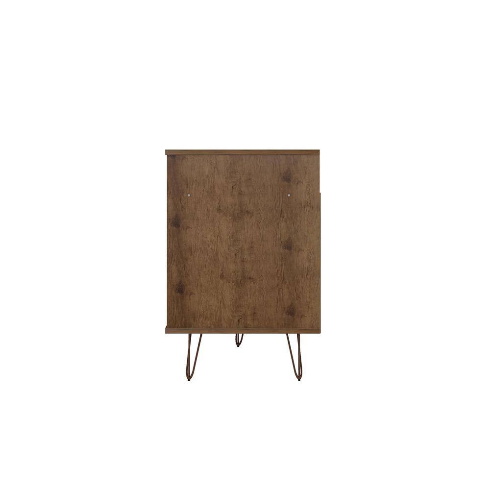 Natural and Gray MDF TV Stand with Metal Legs and Cabinet