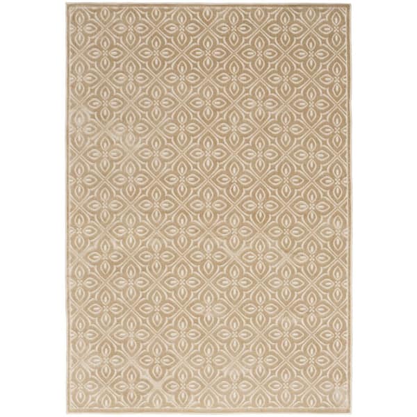 Washable Charm Beige Ivory 6 ft. x 9 ft. All-Over design Contemporary Area Rug