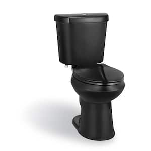 2-piece 1.1 GPF/1.6 GPF High Efficiency Dual Flush Elongated Toilet in Black, Seat Included