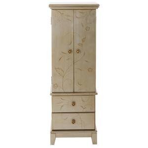Kaya 8-Drawer Jewelry Armoire with Mirror in Cream