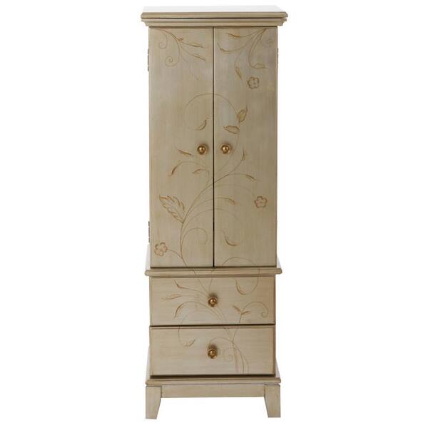 Unbranded Kaya 8-Drawer Jewelry Armoire with Mirror in Cream
