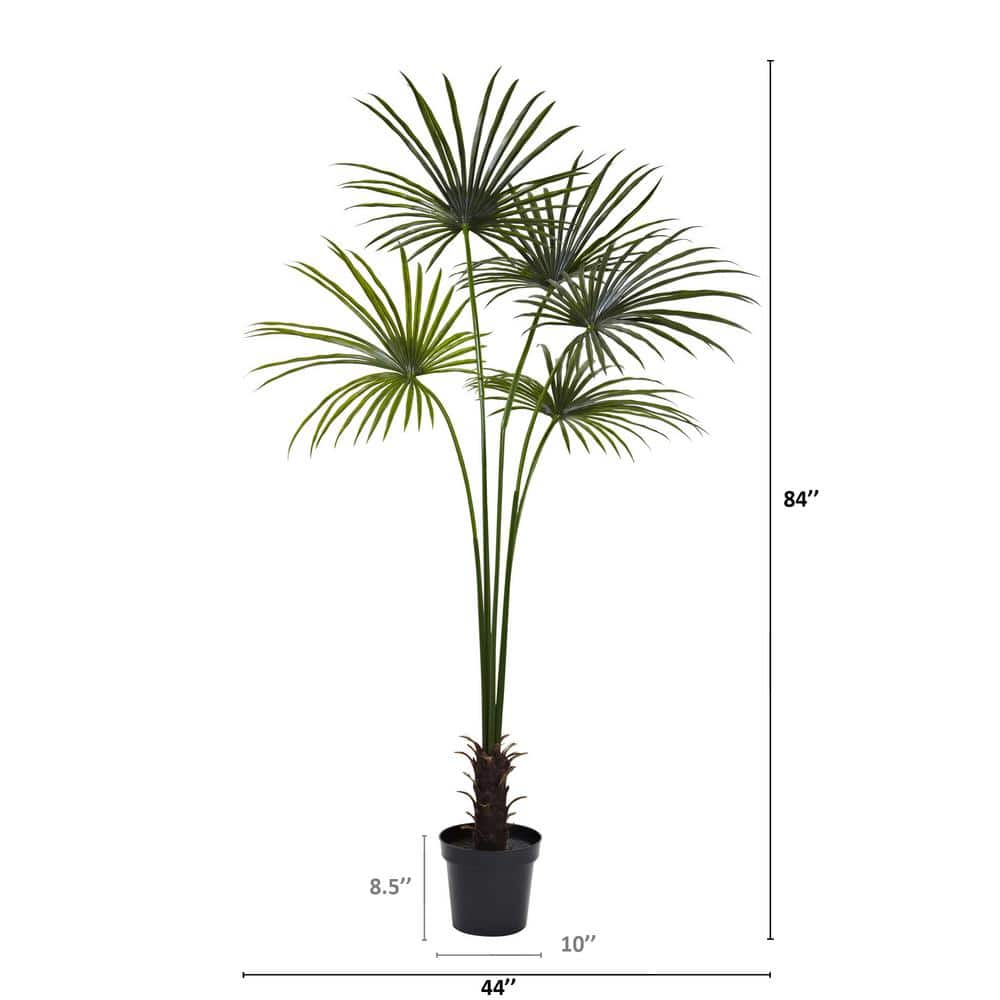 Tropical Majesty 7ft UV Resistant Silk Fan Palm Tree in Decorative Pot