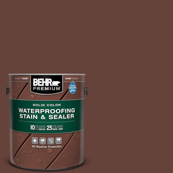 BEHR PREMIUM 1 gal. #SC-117 Russet Solid Color Waterproofing Exterior Wood Stain and Sealer