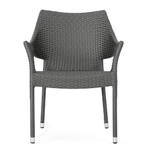 Mirage Stacking Grey Faux Rattan Outdoor Patio Dining Chairs (4-Pack)