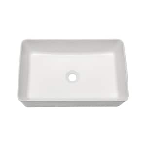 Ami Bathroom Ceramic 21.5 in. L x 18 in. W. x 5.5 in. H Rectangular Vessel Sink Art Basin in White