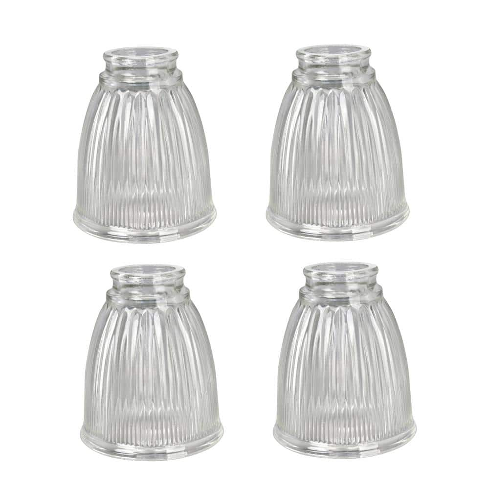 Aspen Creative Corporation 5 in. Clear Ribbed Bell Shaped Ceiling Fan Replacement Glass Shade (4-Pack)