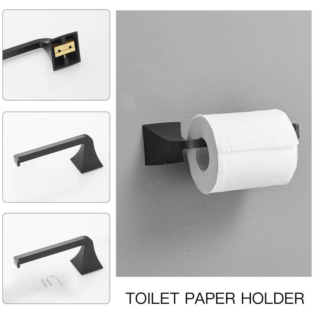 Matte Black Metal 4-Piece Bathroom Hardware Set