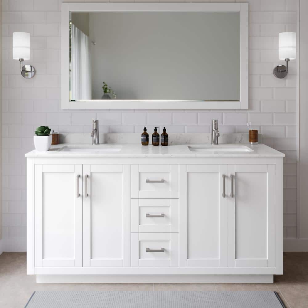 Miranda 66 in. W x 22 in. D x 33.75 in. H Double Bath Vanity in White with Carrara Cultured Marble Top price history on PriceWatchPro