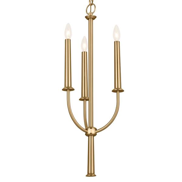 THREE TIERED ANTIQUE BRASS TAPER CANDELABRA 