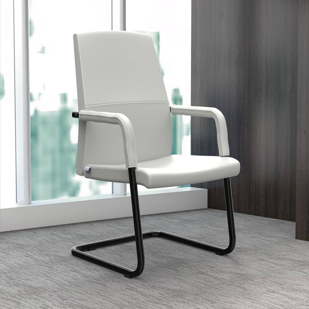 Summit Faux Leather Adjustable Height Ergonomic Office Chair in Grey with Nonadjustable Arms