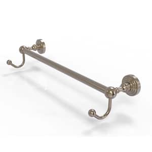 Waverly Place Collection 24 in. Towel Bar with Integrated Hooks in Antique Pewter