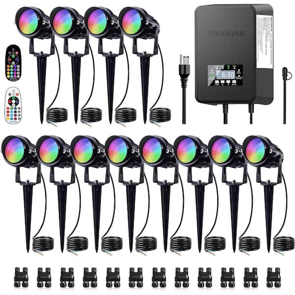 400 Lumens Black Low Voltage Plug-in Spotlight with RGBW Color Changing Landscape Lights for Outdoor