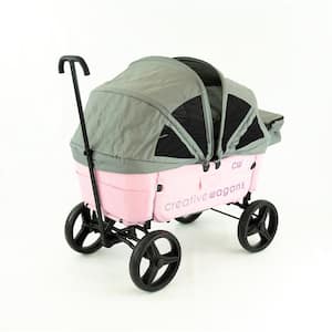 2.9 cu.ft. Metal Folding Garden Cart Wagon Buggy in Pink