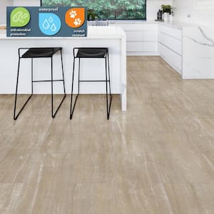 Buttermilk Beige 6 MIL x 12 in. W x 24 in. L Click Lock Waterproof Vinyl Tile Flooring (23.8 sqft/case)