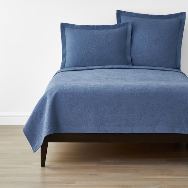 The Company Store Putnam Matelasse Denim Cotton Full Coverlet