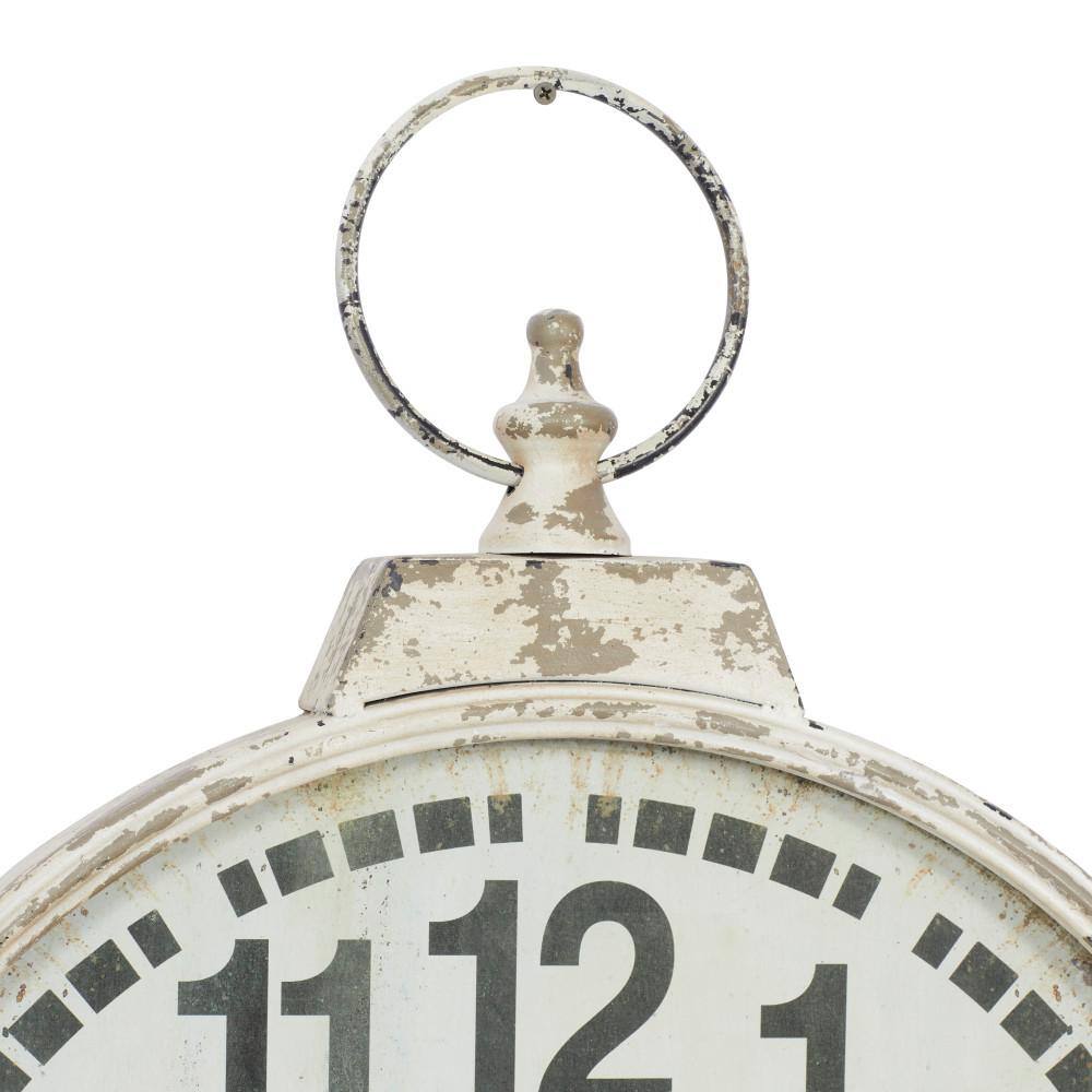24" White Metal Distressed Nautical Wall Clock