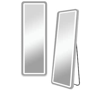 20 in. W x 63 in. H Rectangular Floor Mirror with Stand with 3 Color LED Light Dimmable
