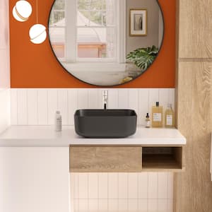 Ace Square Bathroom Ceramic Vessel Sink in Black not Included Faucet