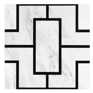 Retro 12 in. W x 12 in. L Affinity Black Marble Water Resistant Peel and Stick Vinyl Tile Flooring (20 sq. ft./case)