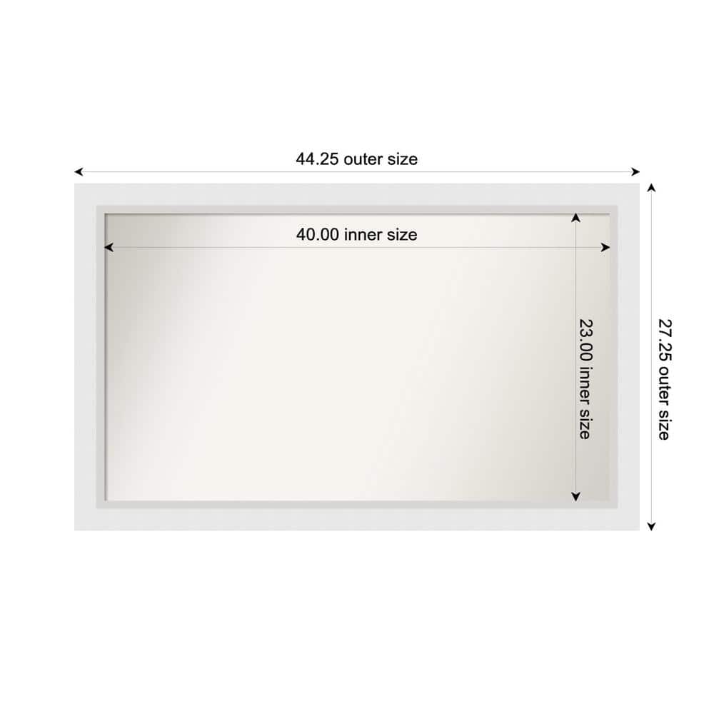 Blanco White 44.25 in. x 27.25 in. Custom Non-Beveled Wood Framed Bathroom 