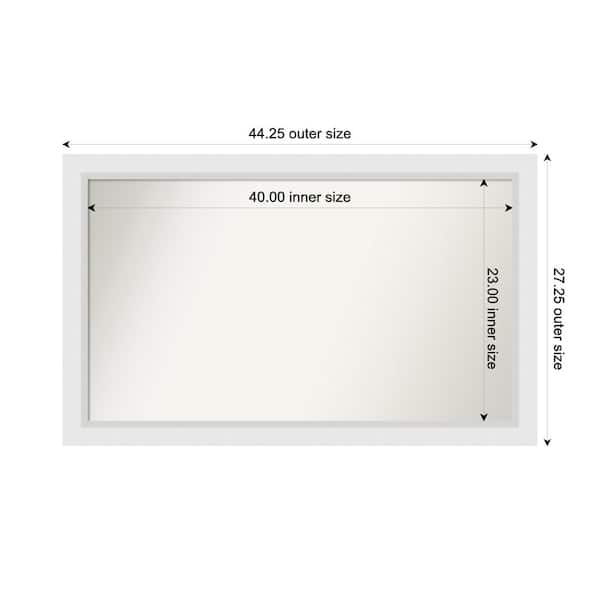 Amanti Art Blanco White 44.25 in. x 27.25 in. Custom Non-Beveled Wood Framed Bathroom Vanity Wall Mirror