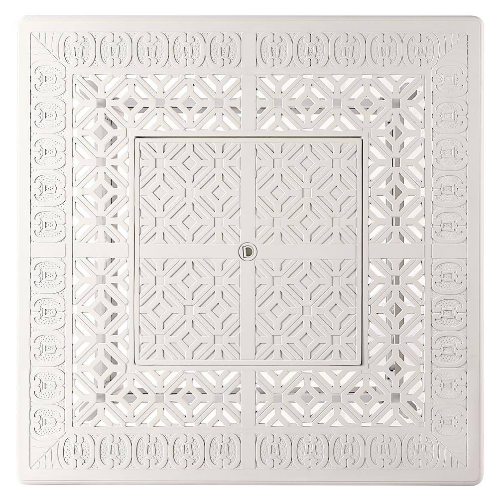 White Aluminum Gas Fire Pit Table with Glass Beads