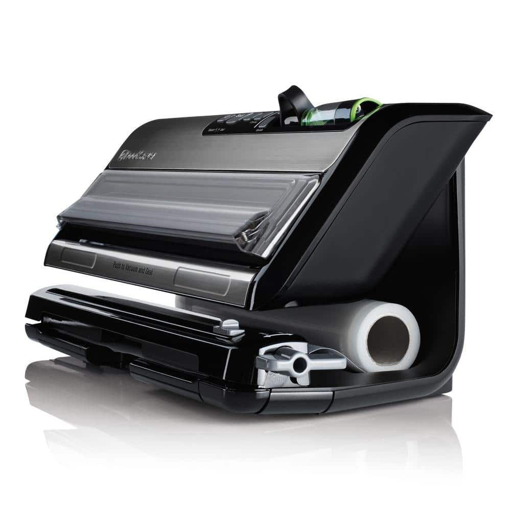 Black Stainless Steel 2-in-1 Food Vacuum Sealer with Bag Cutter