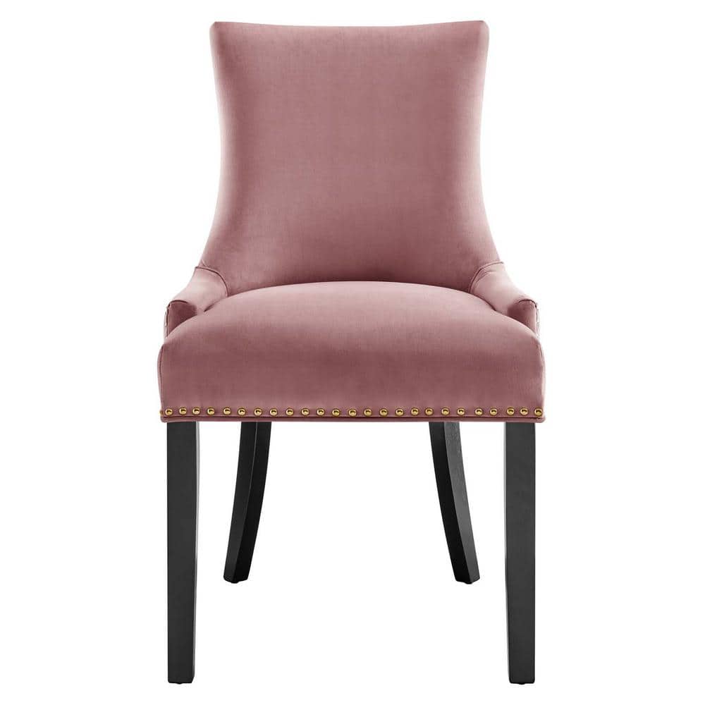 Dusty Rose Velvet Upholstered Side Chair with Wood Legs