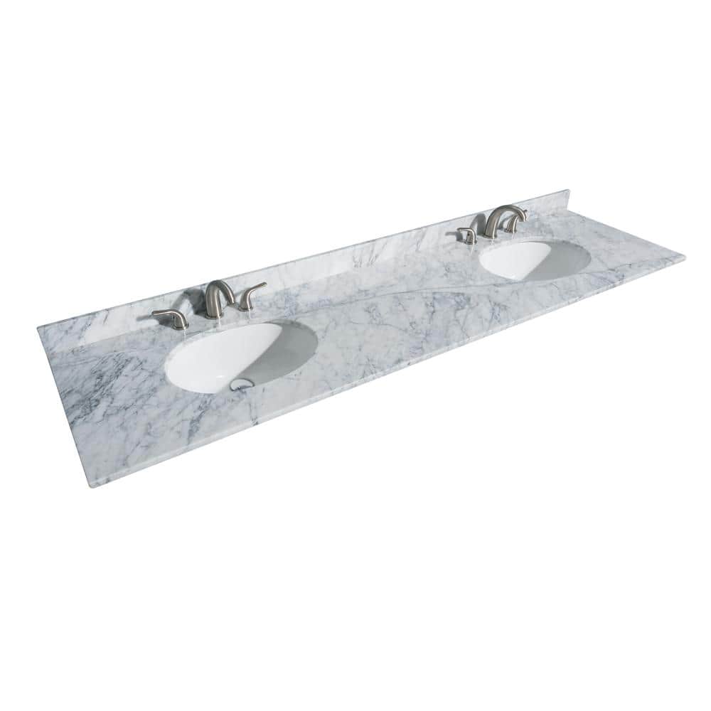 Deborah 80'' White Double Vanity with Carrara Marble Top and Chrome Hardware