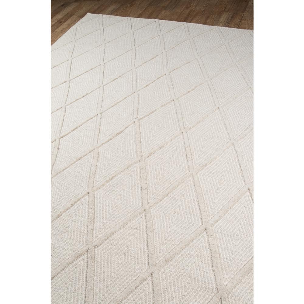 Langdon Beige Rectangular Wool Geometric Area Rug