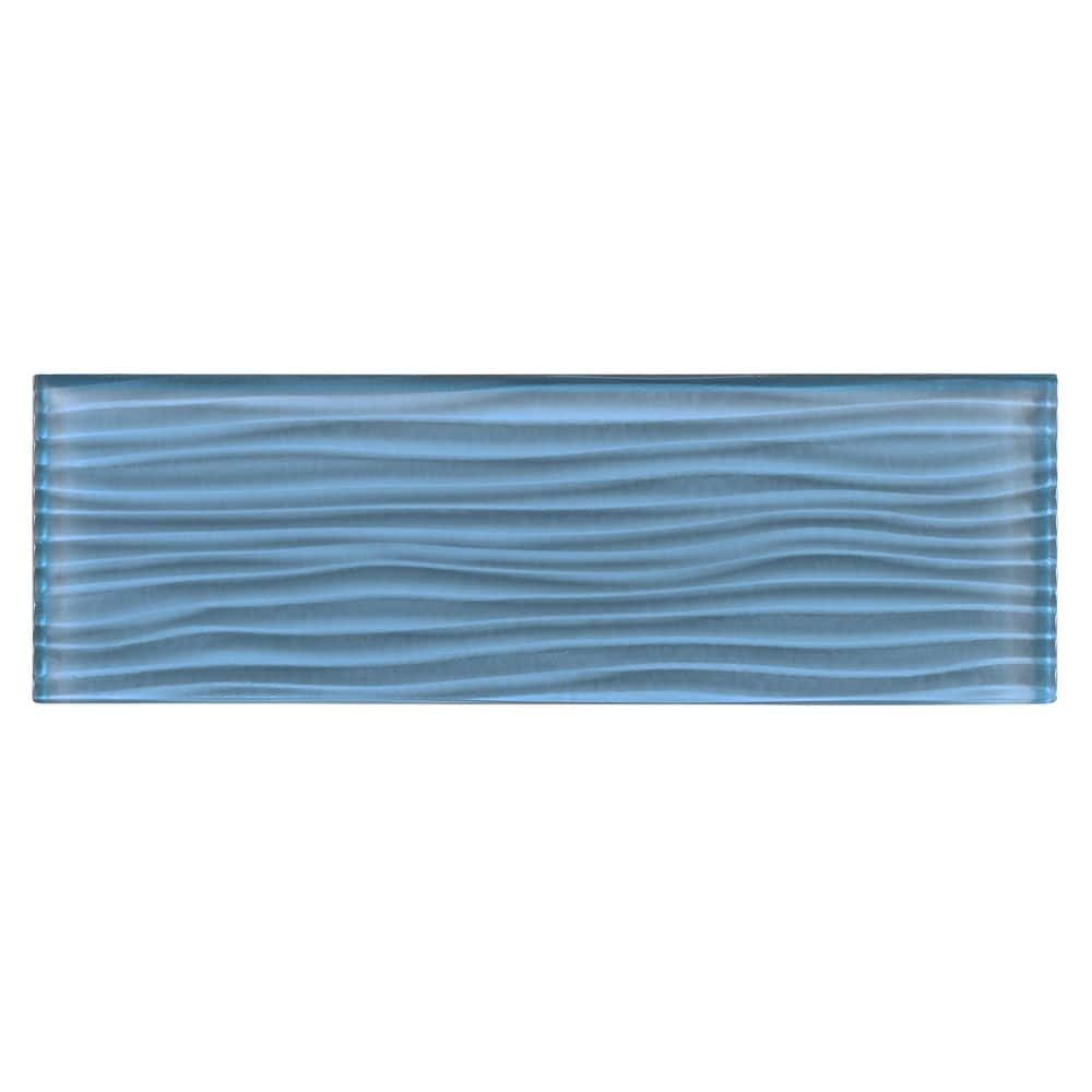 Lore Blue Textured Glass 4" x 12" Wall and Floor Tile