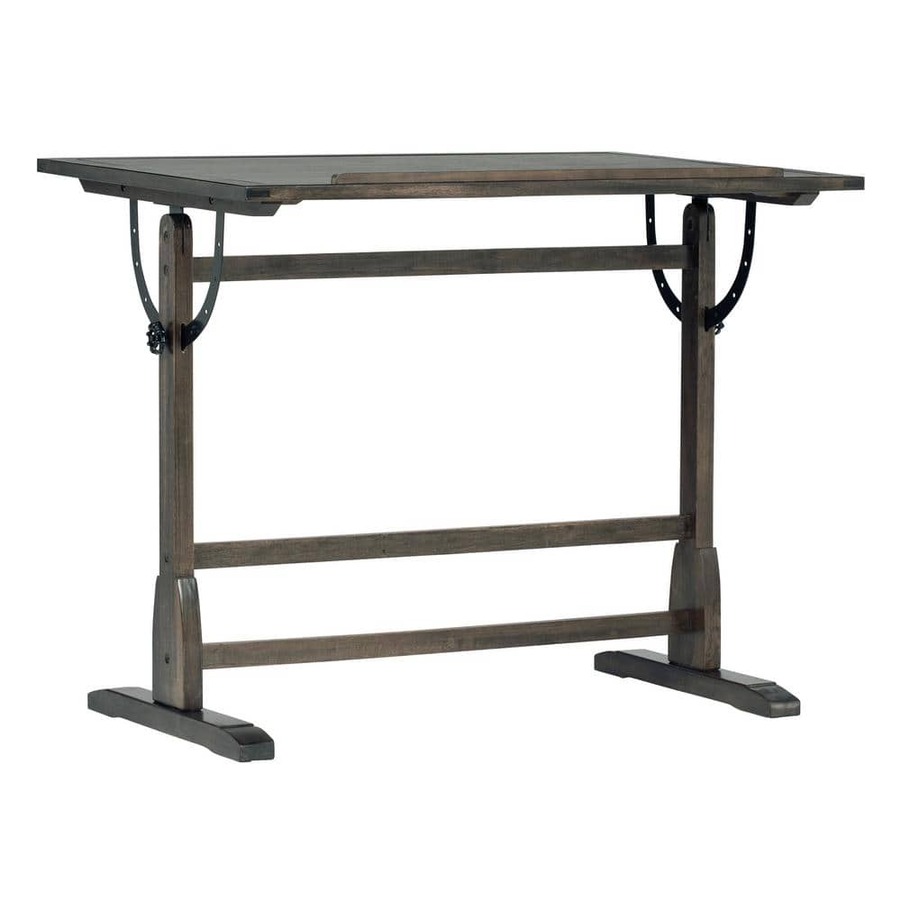 Distressed Black Vintage Solid Wood Drafting Table with Adjustable Top 42"x30"