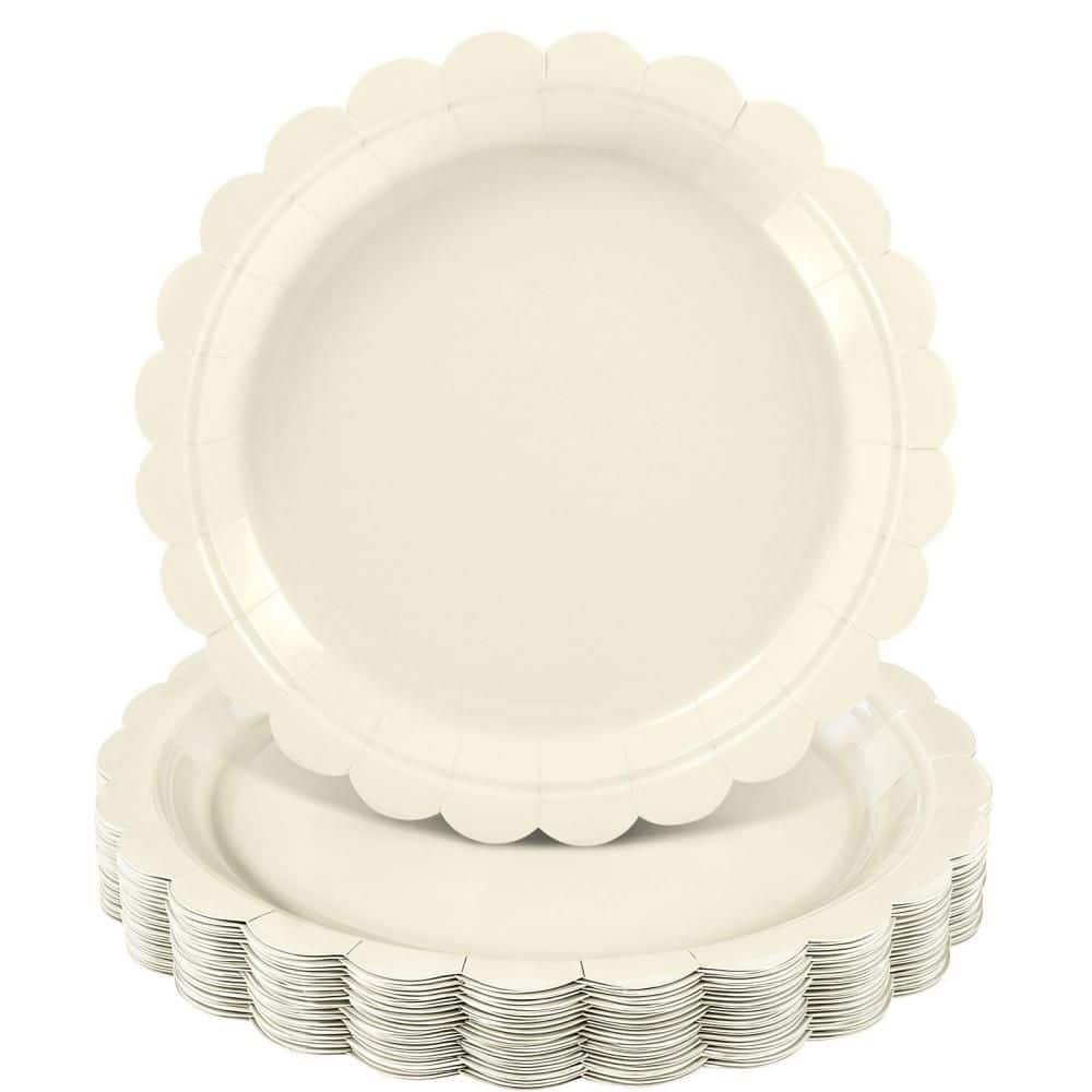 9 in. Disposable Paper Plates with Cute Dessert Cake Party Plate for Girls Birthday, Baby Bridal Shower, Ivory(30-Pack) price history on PriceWatchPro