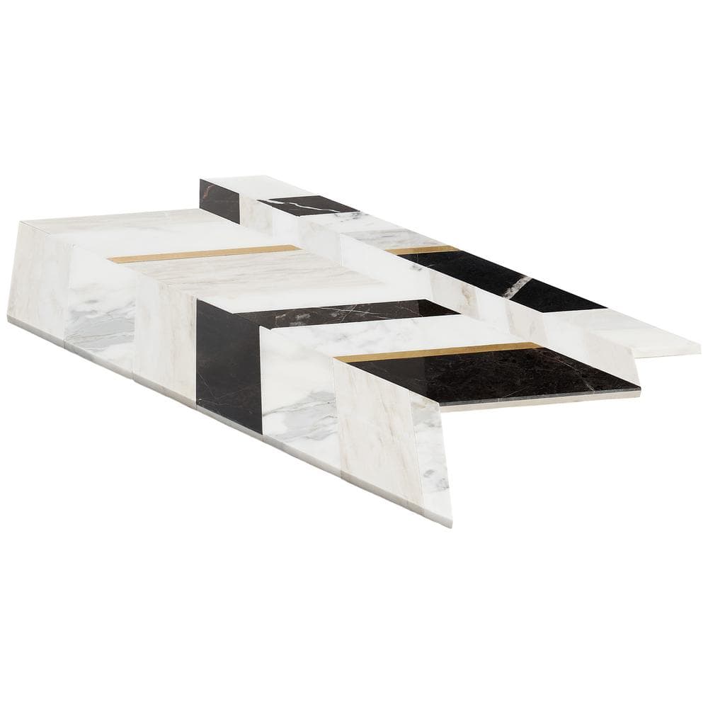 Tyra 11.81 in. x 18.89 in. Polished Marble and Brass Wall Mosaic Tile (1.55 Sq. Ft. / Each)