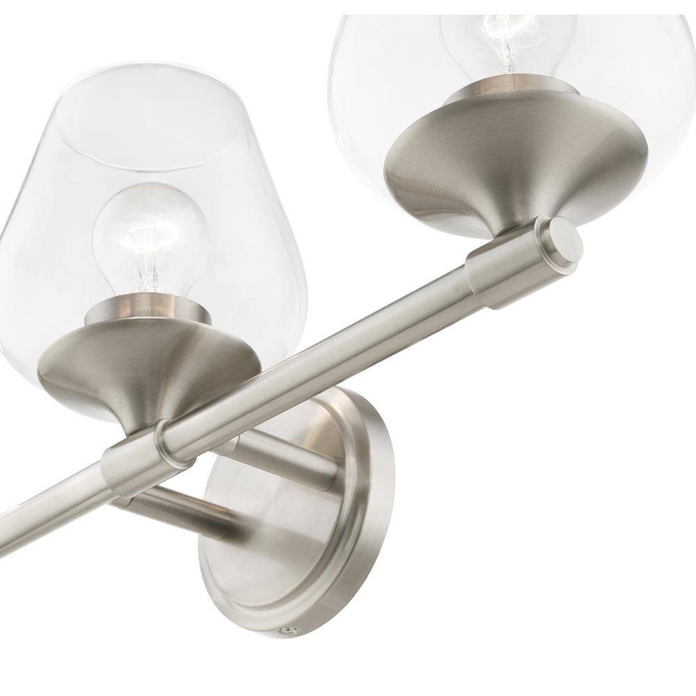 Brushed Nickel 3-Light Vanity Sconce with Clear Glass Shades