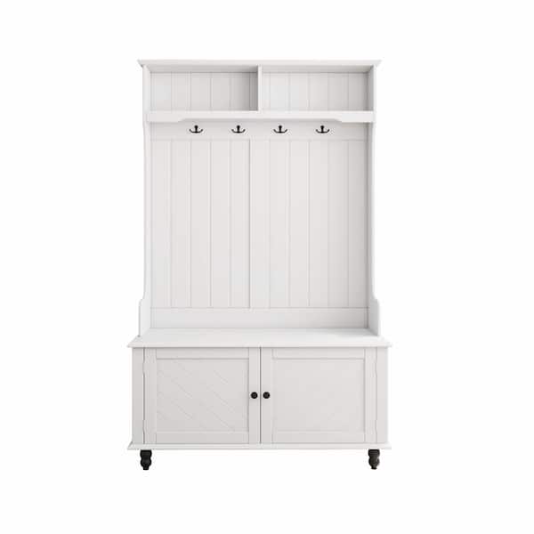 ATHMILE White Hall Tree with 4-Hooks