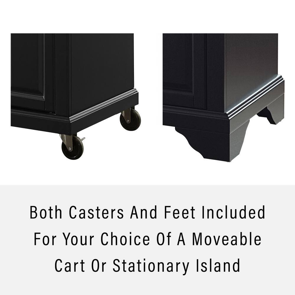 Black Kitchen Island Cart with Natural Wood Top