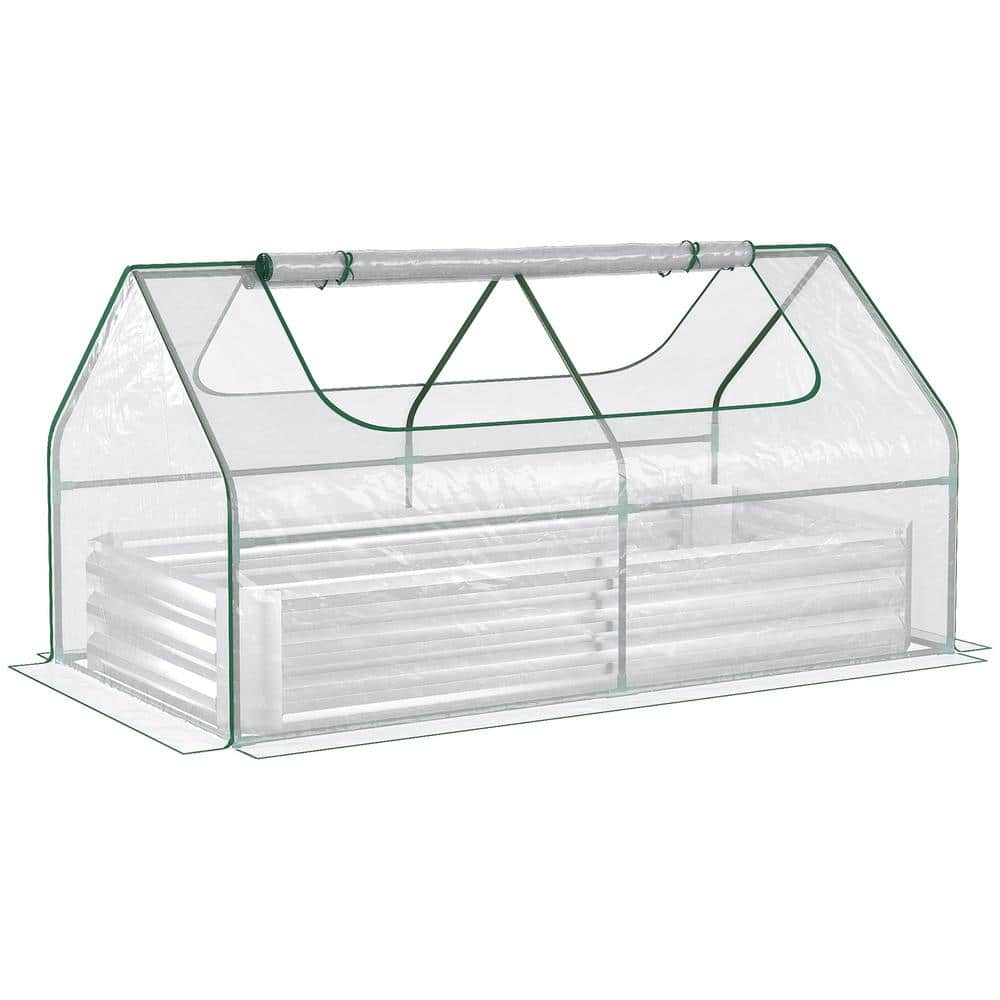 6 ft. x 3 ft. x 3 ft. PVC Greenhouse Cover with Galvanized Raised Garden Be