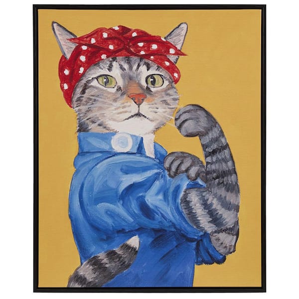 Anky 1-Piece Framed Art Print 16.5 in. x 20.5 in. Rosie the Feline Framed Canvas Wall Art