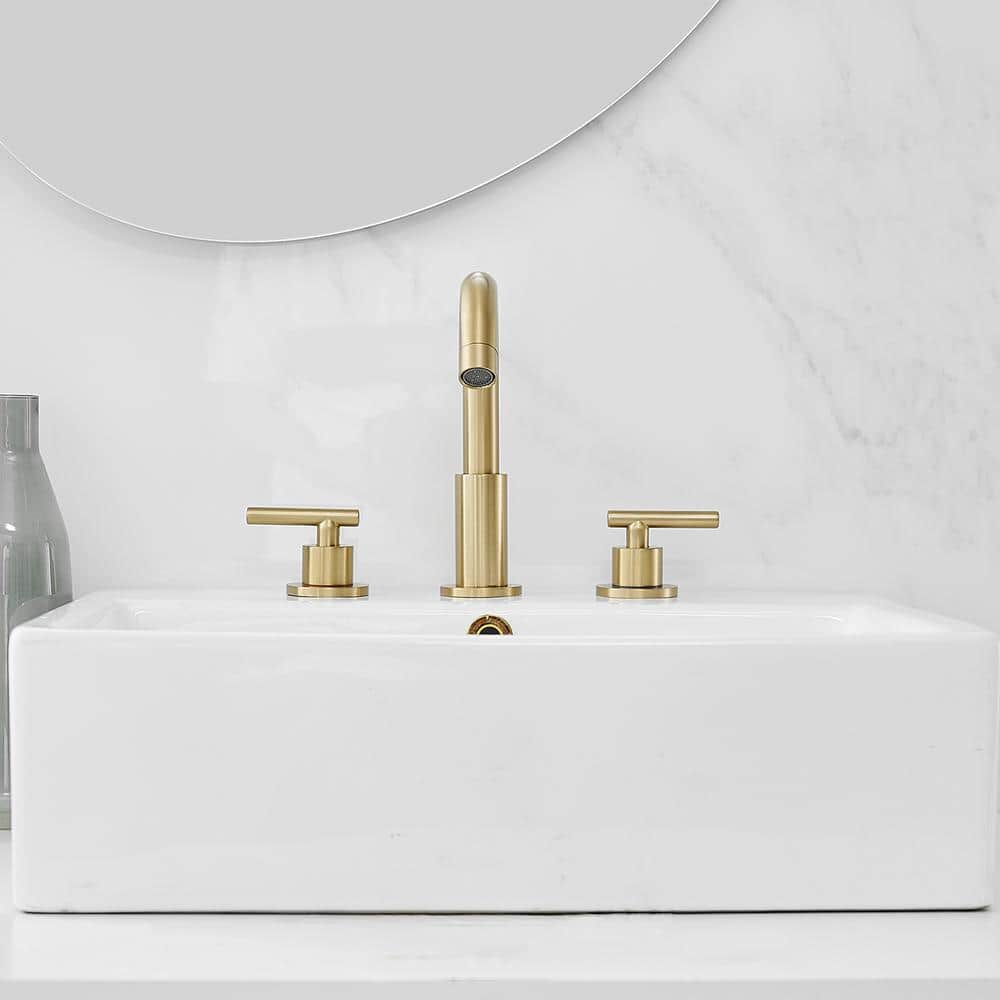 Brushed Gold Stainless Steel 8" Widespread Bathroom Faucet