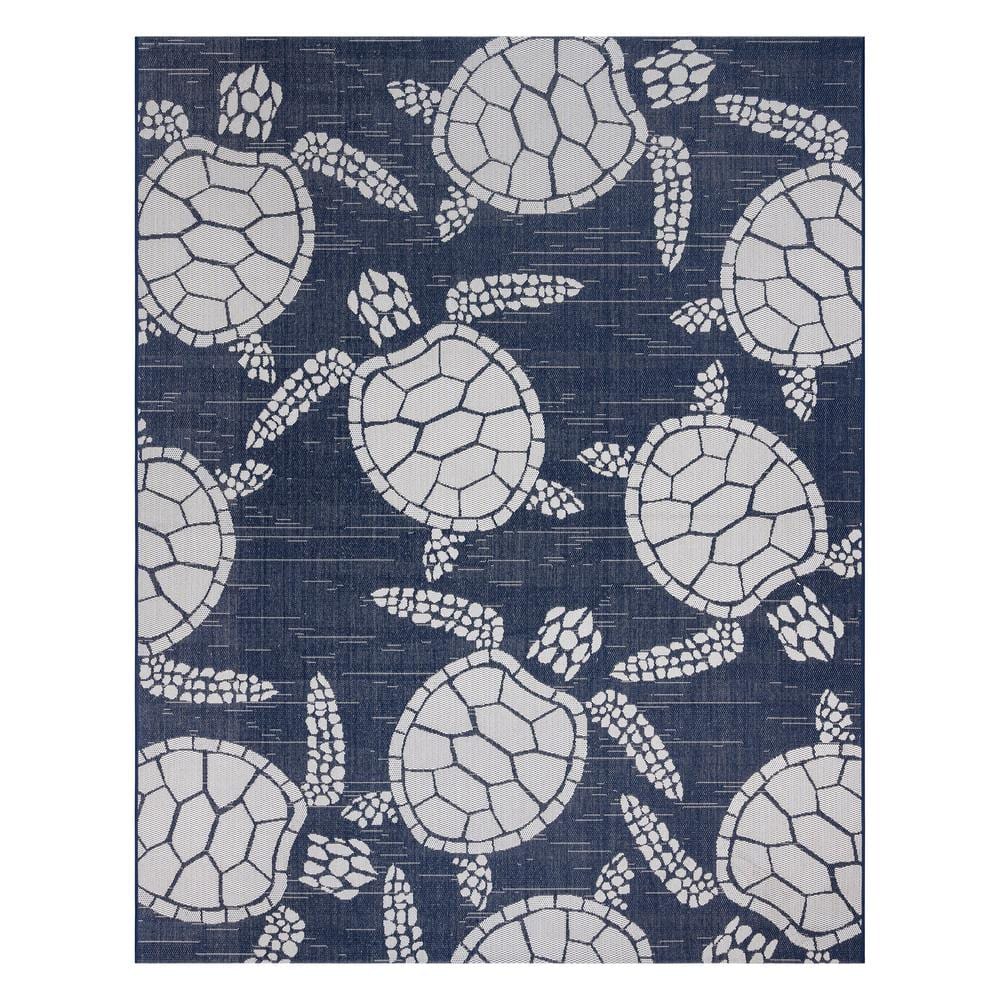 Gertmenian Paseo Tortue Navy/White 8 ft. x 10 ft. Animal Print Indoor ...