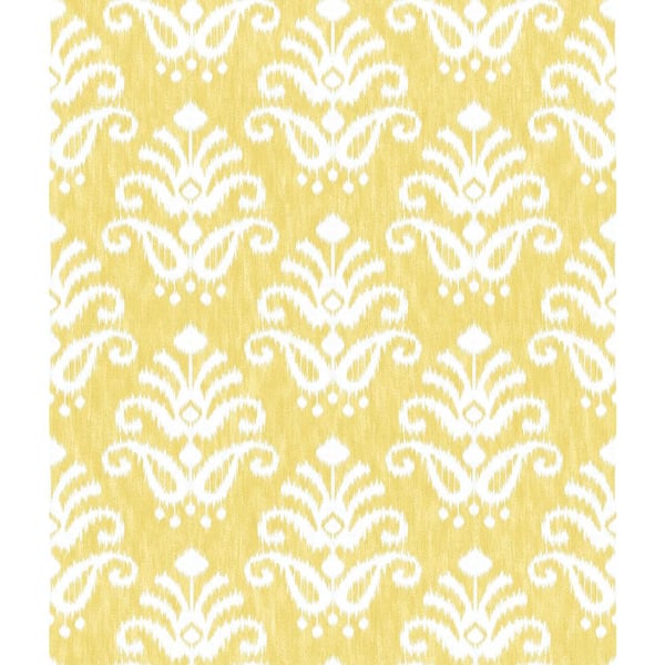 A-Street Prints Keaton Yellow Medallion Wallpaper Sample