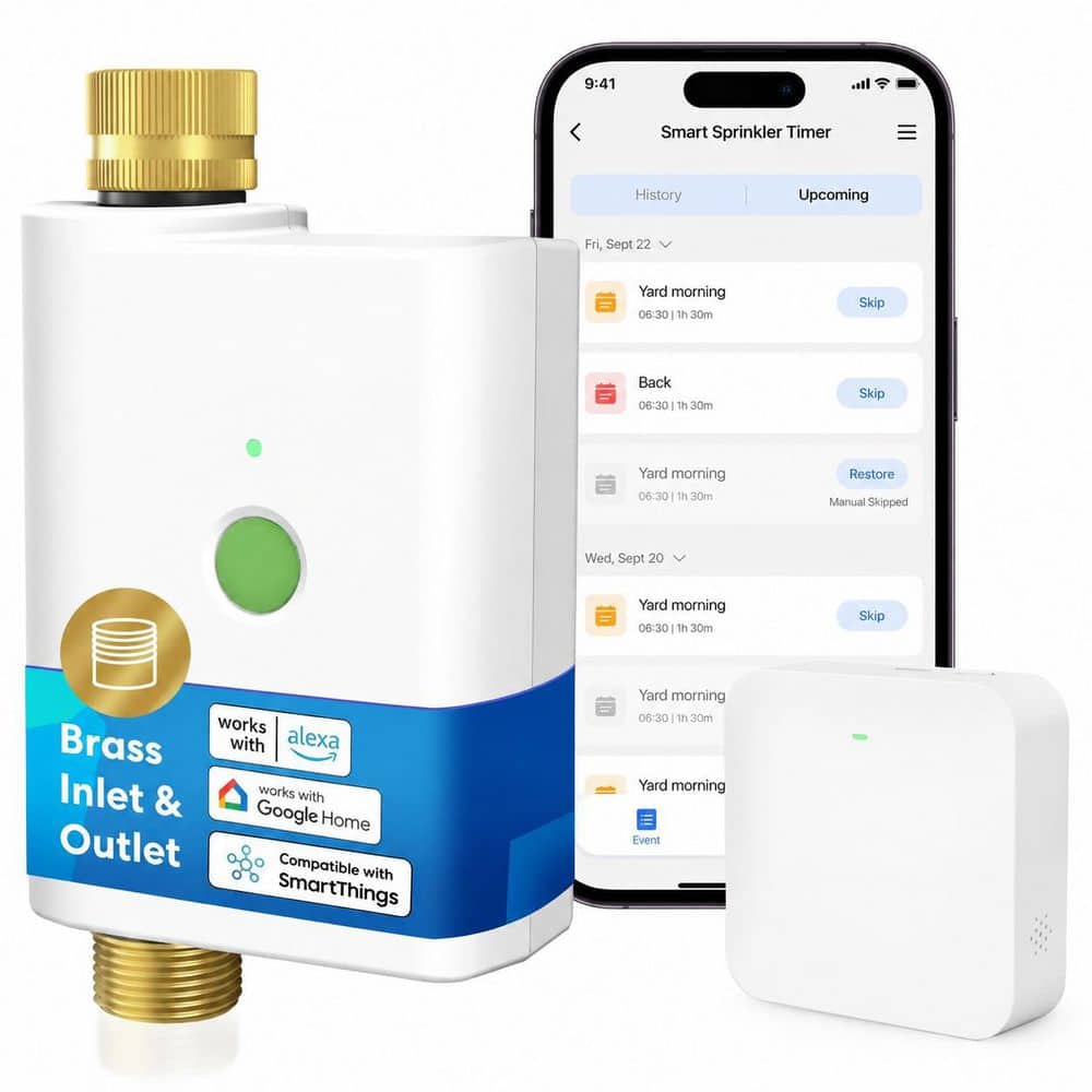 WiFi Water Timer Brass Inlet Outlet Smart Sprinkler with Brass Inlet & Outet, WiFi Sprinkler Valve Work Smart Rain Skip price history on PriceWatchPro