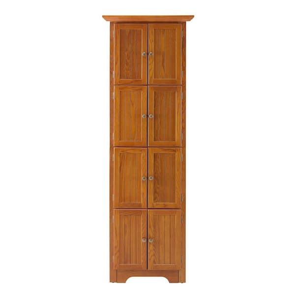 4-Tier 72 in. Corner Kitchen Pantry Storage Cabinet with 8 Doors, Tall Storage Cabinet with Adjustable Shelves in Oak
